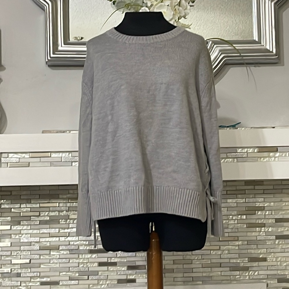 Athleta Nopa Side Tie 100% Merino Wool Gray Sweater Women's S